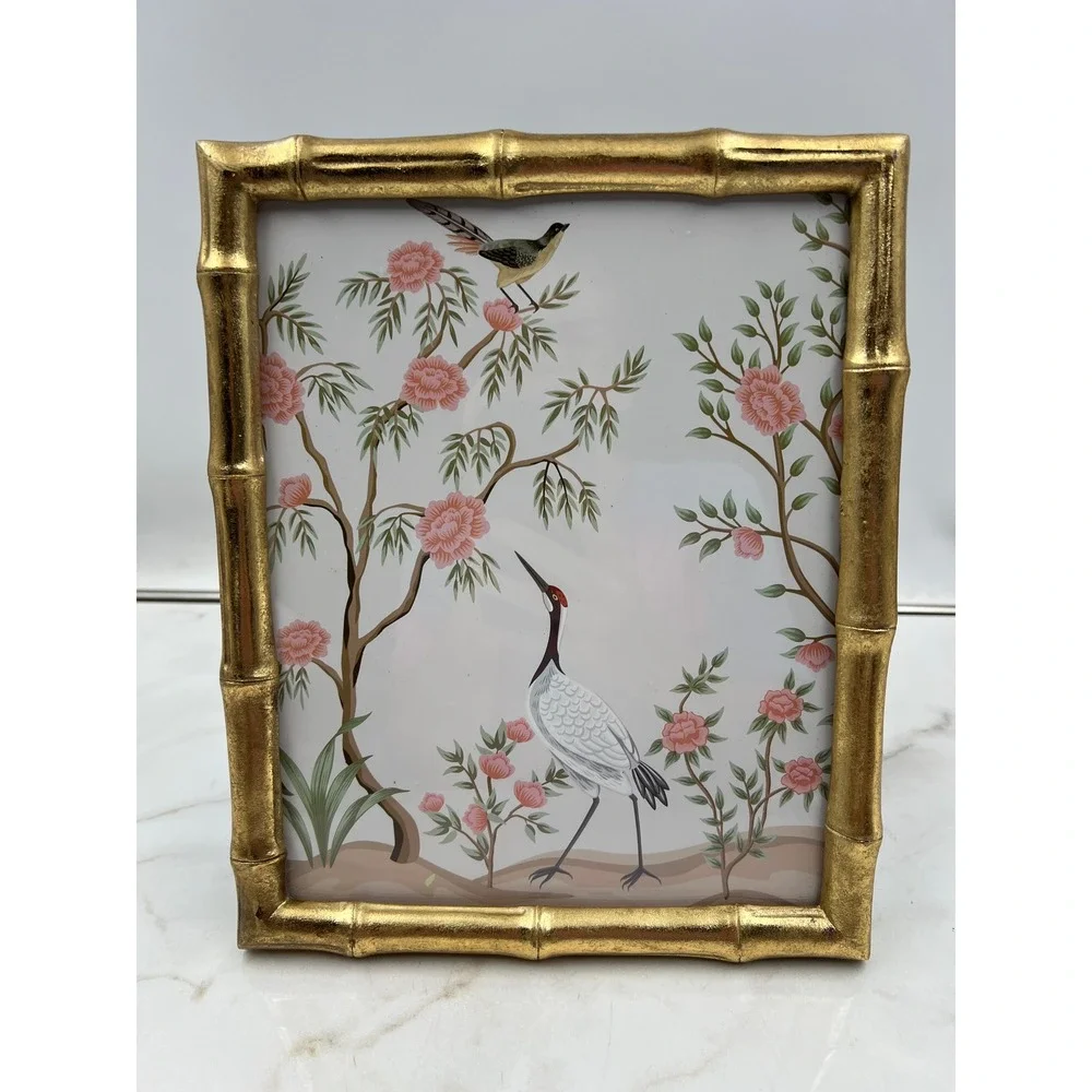 Two's Company Gold Faux Bamboo Picture Frame 8x10 Chinoiserie Hollywood Regency